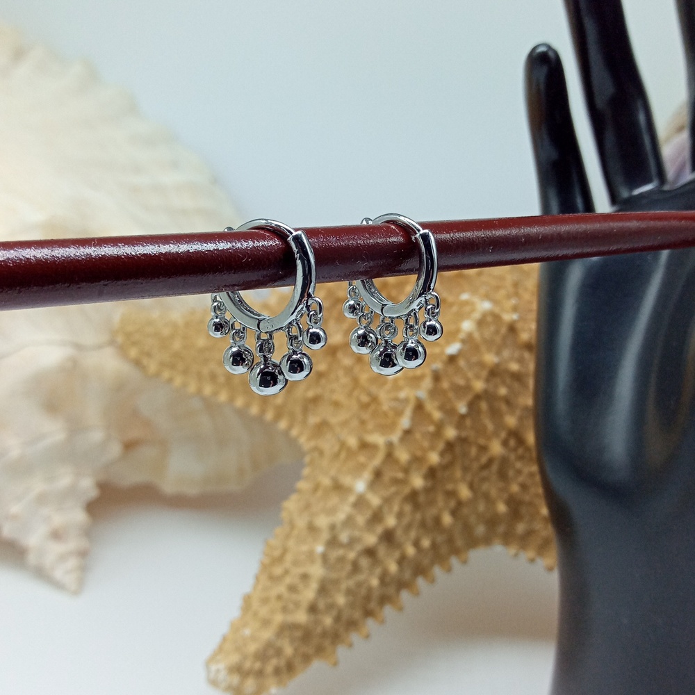 New | Silver Tone |  Graduated Ball Huggie Hoops